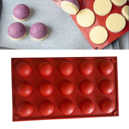 Semi Sphere Mold 15 Holes Silicone Semicircle Baking Mold for Cake Chocolate Mousse V1294-YM0512-3118220301511
