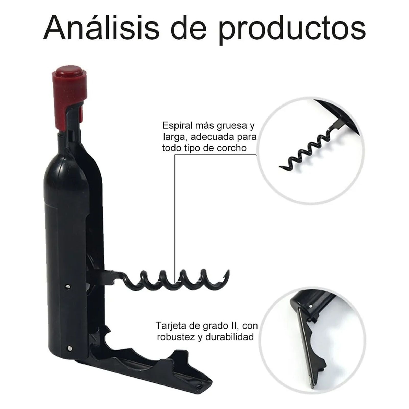 Wine Opener Black Multifunctional Magnet Design Portable Stainless Steel Wine Opener V1294-YM0512-3118220301611