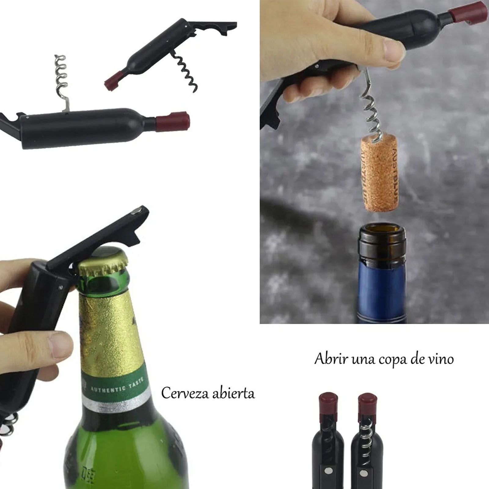 Wine Opener Black Multifunctional Magnet Design Portable Stainless Steel Wine Opener V1294-YM0512-3118220301611