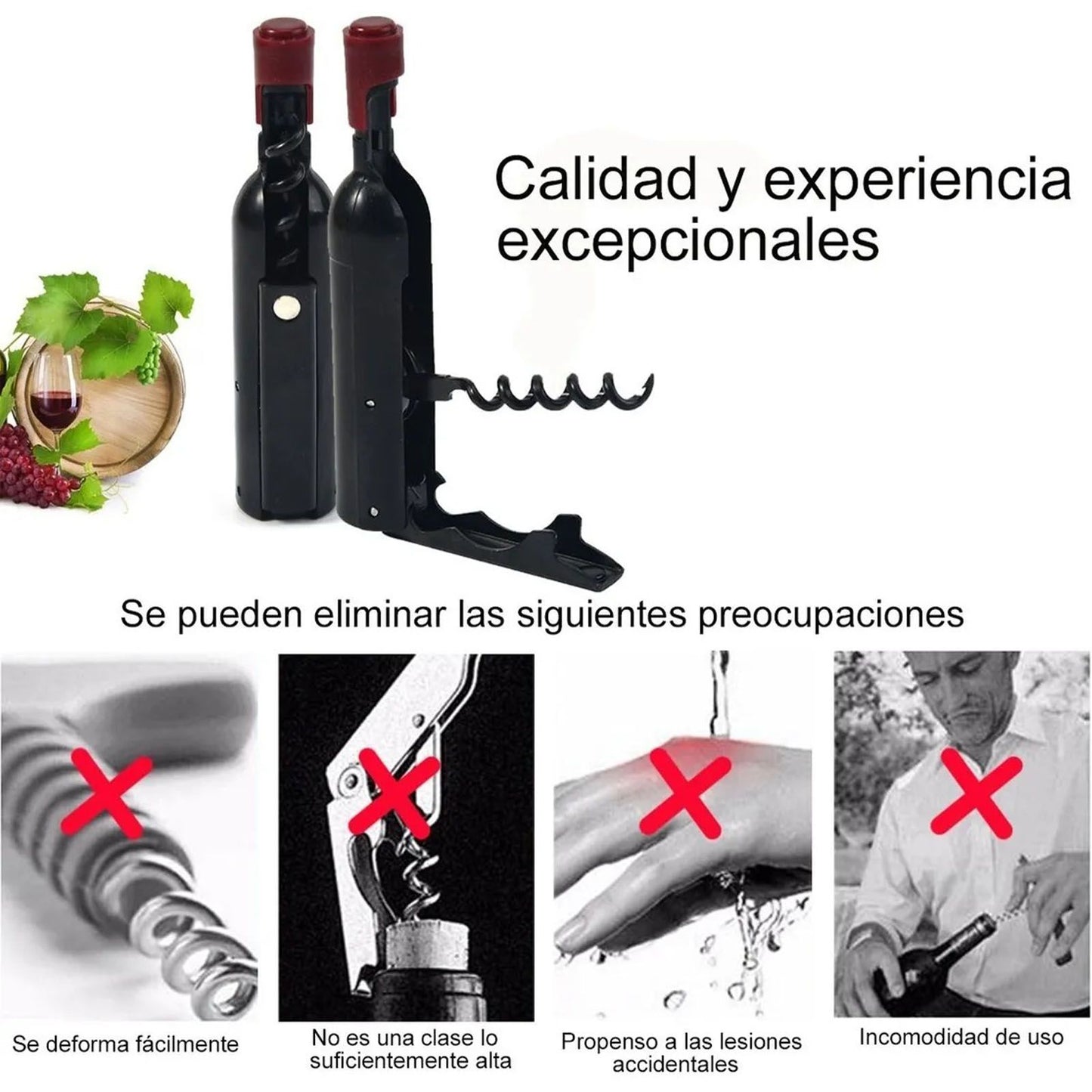 Wine Opener Black Multifunctional Magnet Design Portable Stainless Steel Wine Opener V1294-YM0512-3118220301611