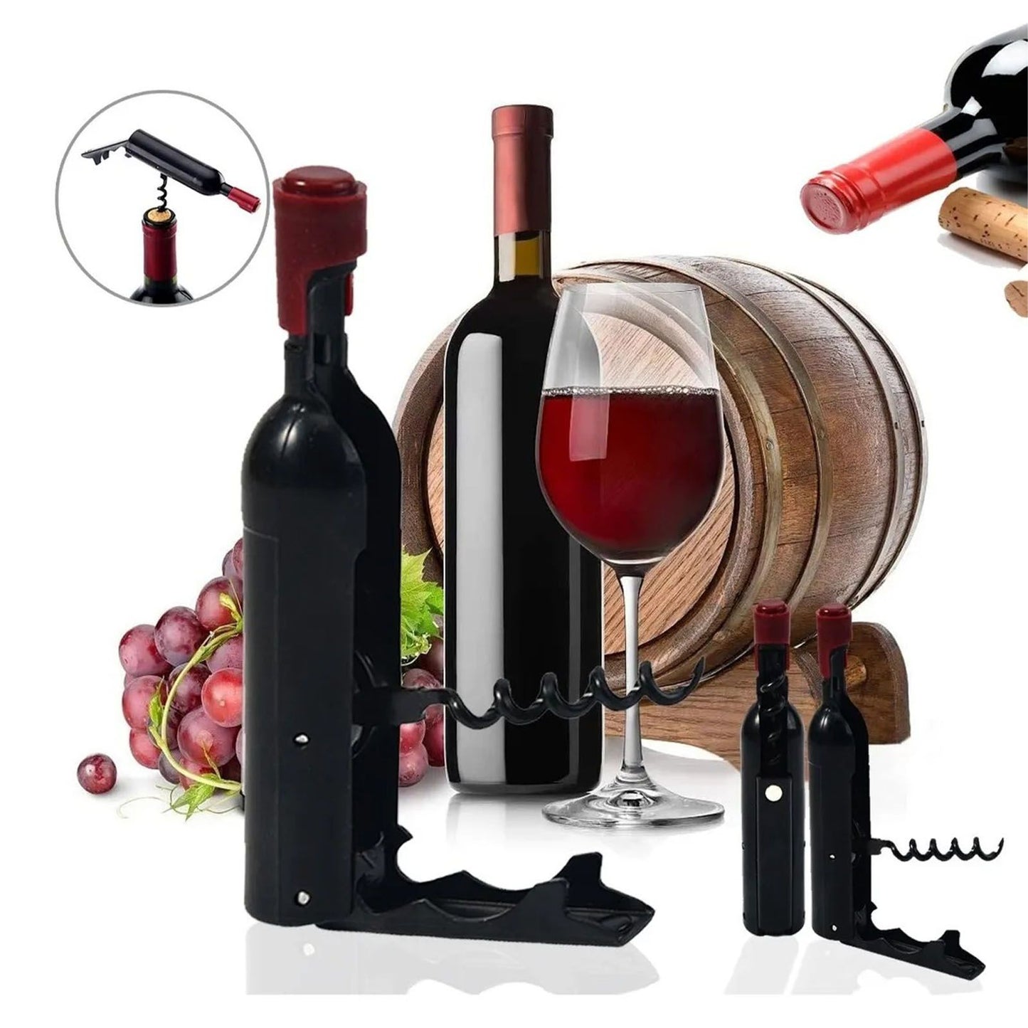 Wine Opener Black Multifunctional Magnet Design Portable Stainless Steel Wine Opener V1294-YM0512-3118220301611