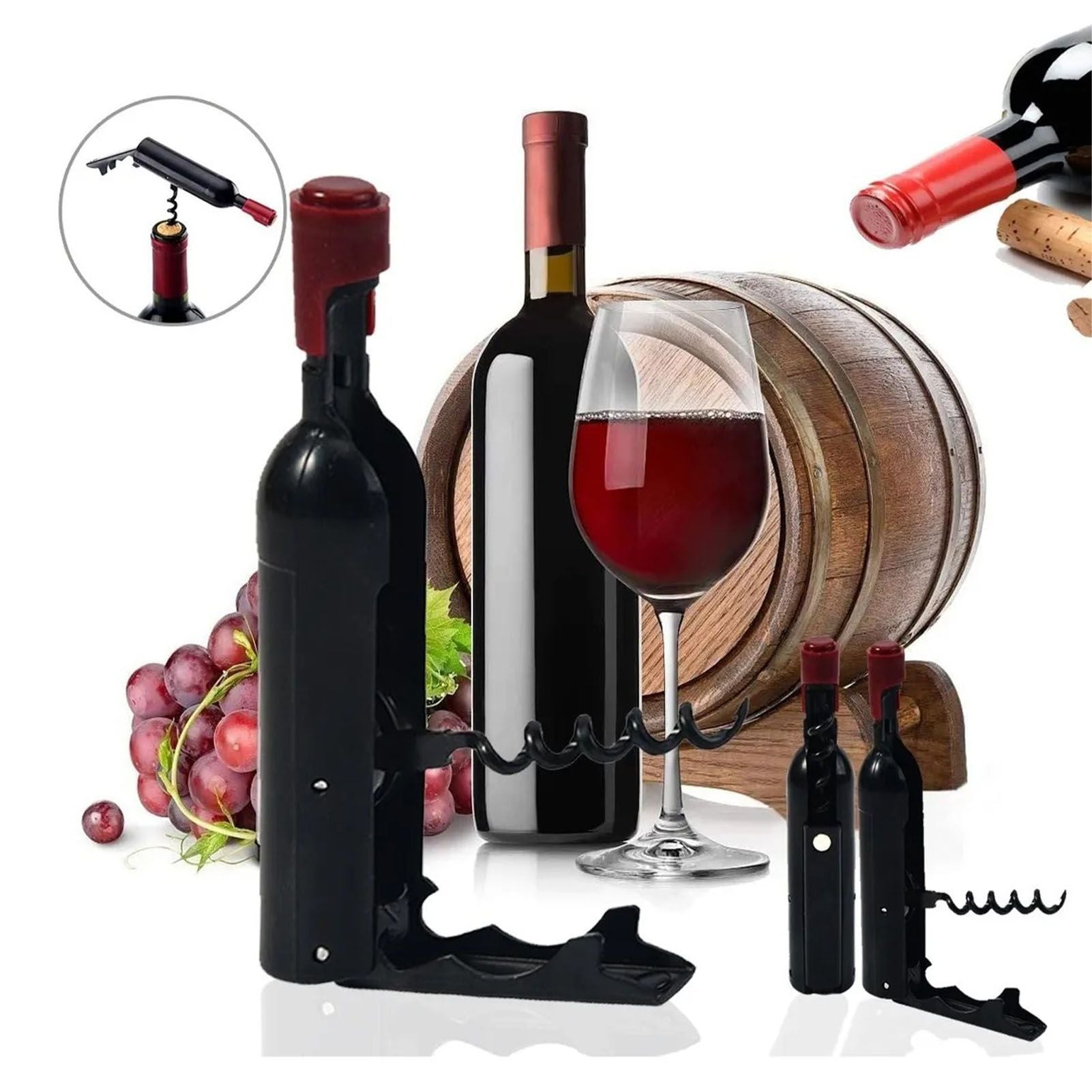 Wine Opener Black Multifunctional Magnet Design Portable Stainless Steel Wine Opener V1294-YM0512-3118220301611