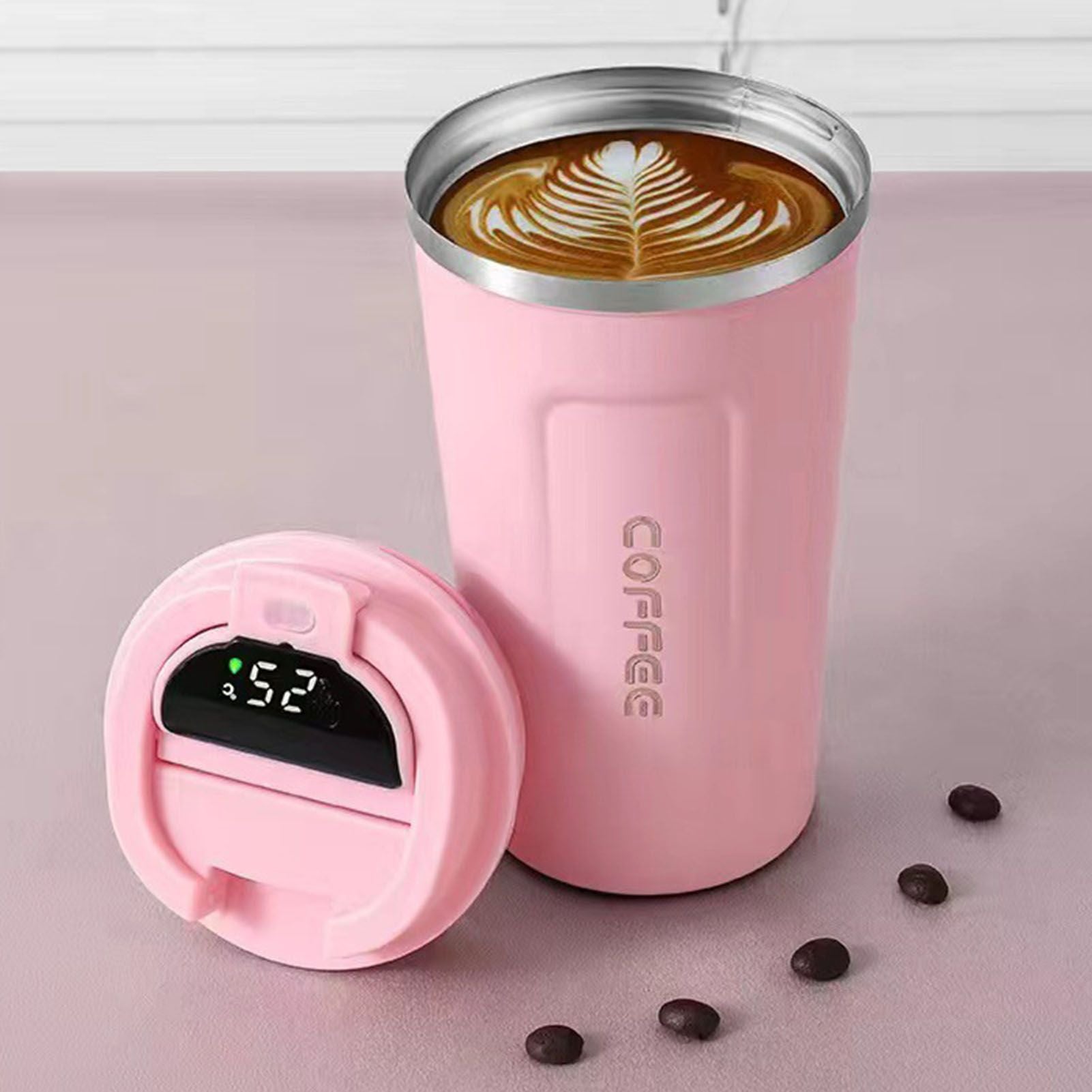 Smart Temperature Display Coffee Cup Portable 304 Stainless Steel Insulation Cup Simple Style Pure Color V1294-YM0512-3118220302020