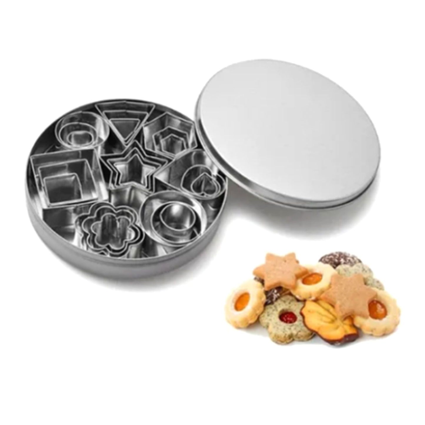 24 Pcs Cookie Cutters Set Biscuit Mould 430 Stainless Steel Vegetable Fruit Cutters for DIY Baking Cooking V1294-YM0512-3118220303811