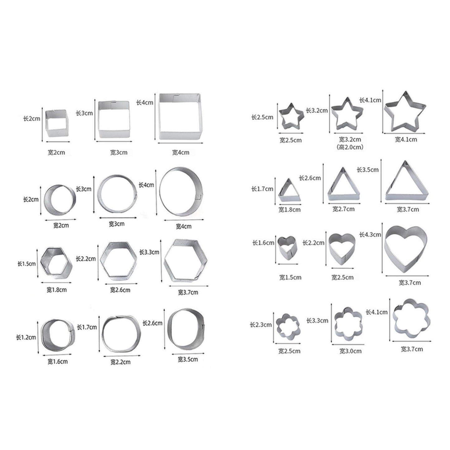 24 Pcs Cookie Cutters Set Biscuit Mould 430 Stainless Steel Vegetable Fruit Cutters for DIY Baking Cooking V1294-YM0512-3118220303811