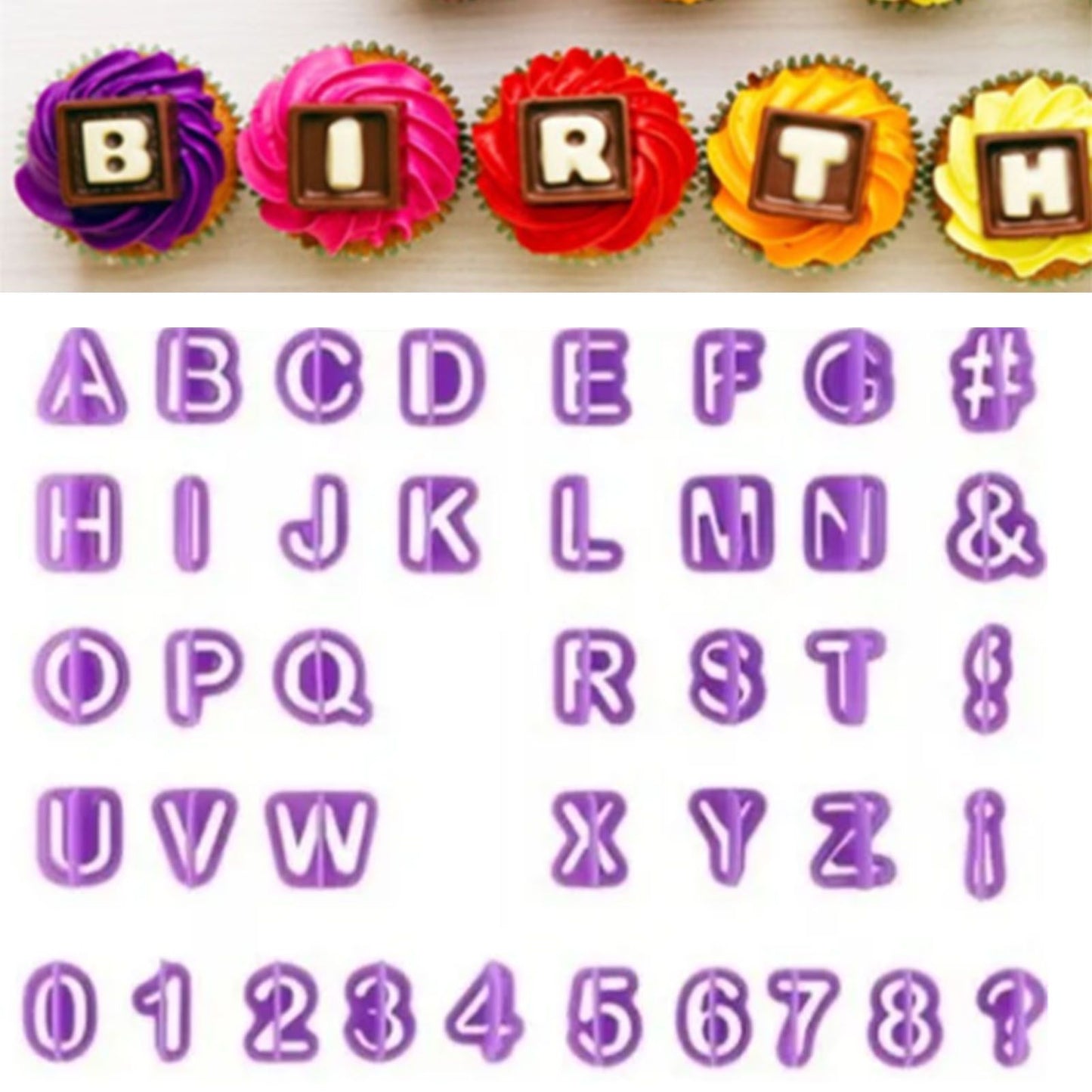 40pcs Numeral Alphabetic Cake Stencils Semiotic Food Grade Plastic Cake Topper Decorative Fillings for Home V1294-YM0512-3118220304011