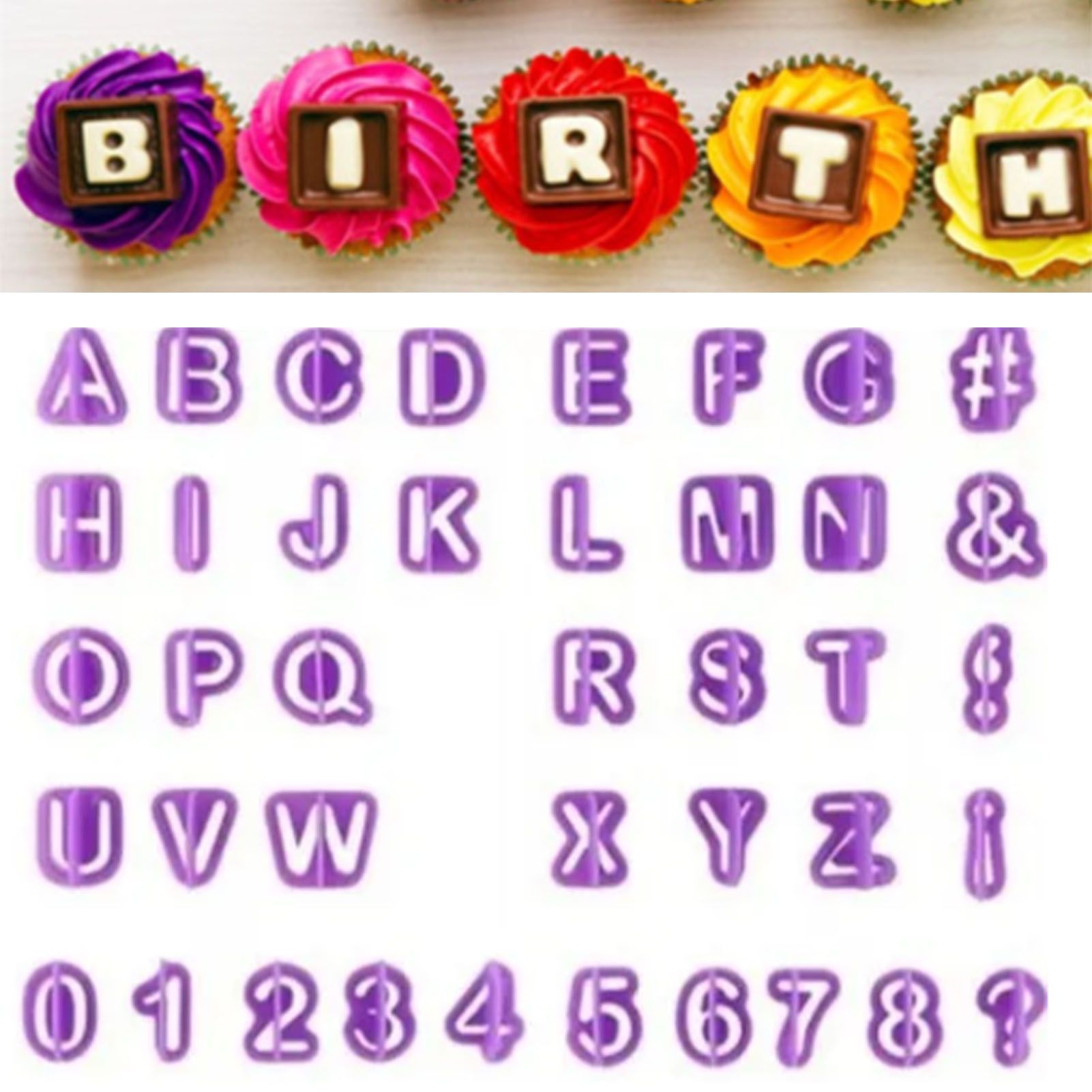 40pcs Numeral Alphabetic Cake Stencils Semiotic Food Grade Plastic Cake Topper Decorative Fillings for Home V1294-YM0512-3118220304011