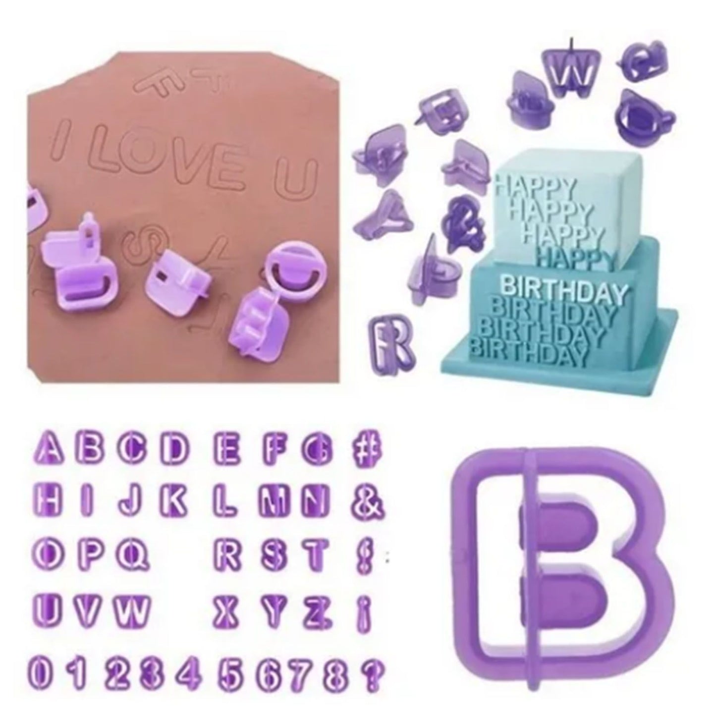 40pcs Numeral Alphabetic Cake Stencils Semiotic Food Grade Plastic Cake Topper Decorative Fillings for Home V1294-YM0512-3118220304011