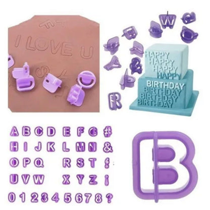 40pcs Numeral Alphabetic Cake Stencils Semiotic Food Grade Plastic Cake Topper Decorative Fillings for Home V1294-YM0512-3118220304011