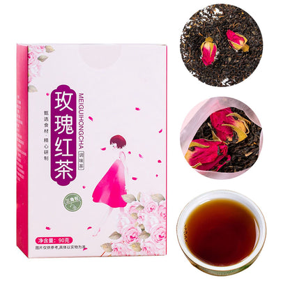 Rose Black Tea 30 Triangular Bags Boiling Water Brewing Portable Flower Tea for Women Girls V1294-YM0512-3118220305411