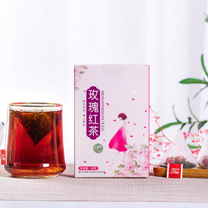 Rose Black Tea 30 Triangular Bags Boiling Water Brewing Portable Flower Tea for Women Girls V1294-YM0512-3118220305411