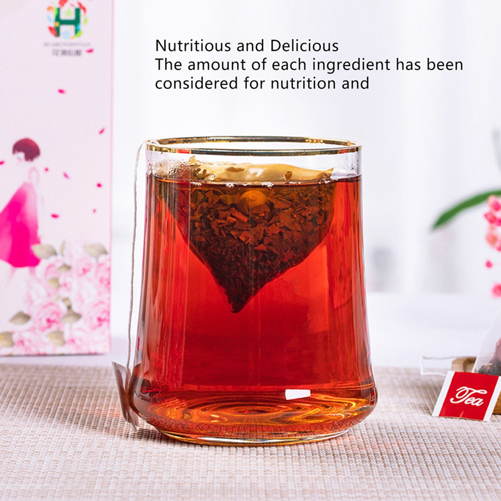 Rose Black Tea 30 Triangular Bags Boiling Water Brewing Portable Flower Tea for Women Girls V1294-YM0512-3118220305411