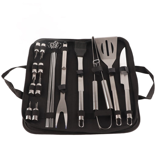 20pcs Barbecue Utensils Food Grade Stainless Steel Skewer Fork Knife BBQ Tool Set for Camping Hiking V1294-YM0512-3118220306911