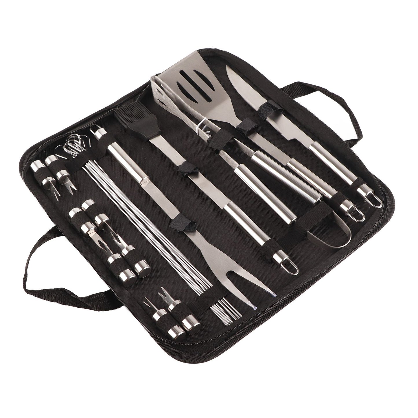 20pcs Barbecue Utensils Food Grade Stainless Steel Skewer Fork Knife BBQ Tool Set for Camping Hiking V1294-YM0512-3118220306911