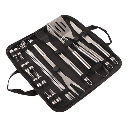 20pcs Barbecue Utensils Food Grade Stainless Steel Skewer Fork Knife BBQ Tool Set for Camping Hiking V1294-YM0512-3118220306911
