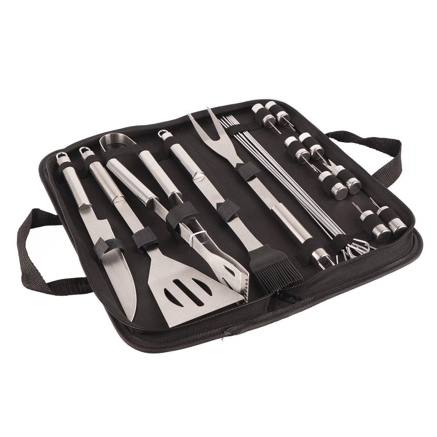 20pcs Barbecue Utensils Food Grade Stainless Steel Skewer Fork Knife BBQ Tool Set for Camping Hiking V1294-YM0512-3118220306911