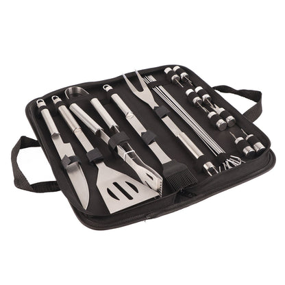 20pcs Barbecue Utensils Food Grade Stainless Steel Skewer Fork Knife BBQ Tool Set for Camping Hiking V1294-YM0512-3118220306911