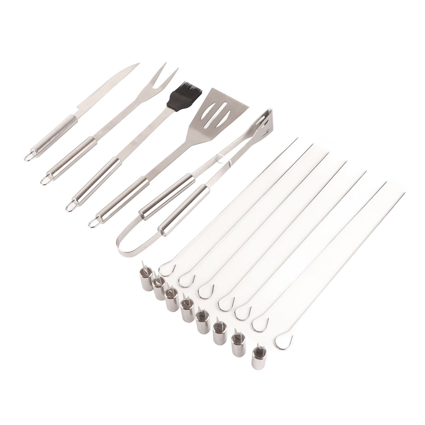 20pcs Barbecue Utensils Food Grade Stainless Steel Skewer Fork Knife BBQ Tool Set for Camping Hiking V1294-YM0512-3118220306911