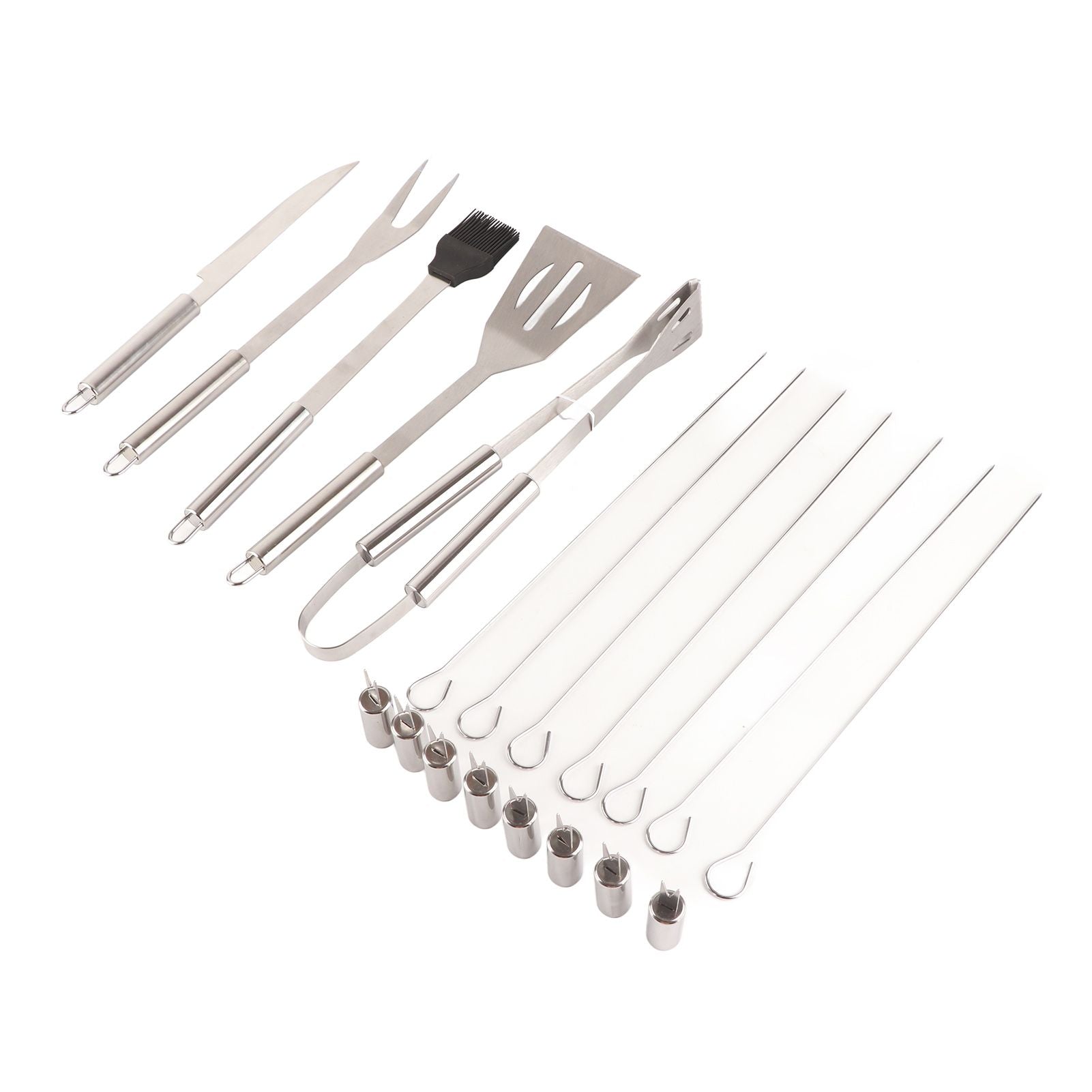 20pcs Barbecue Utensils Food Grade Stainless Steel Skewer Fork Knife BBQ Tool Set for Camping Hiking V1294-YM0512-3118220306911