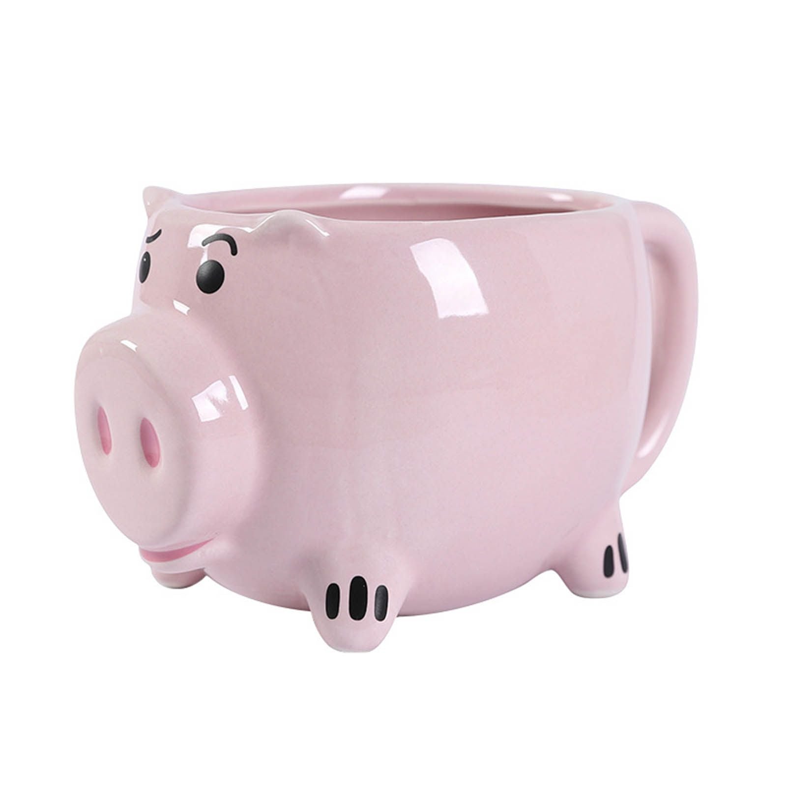 Ceramic Coffee Mug Wide Mouth Piggy Cute Water Cup with Handle for Home Cafe Office Pink V1294-YM0512-3118220308411