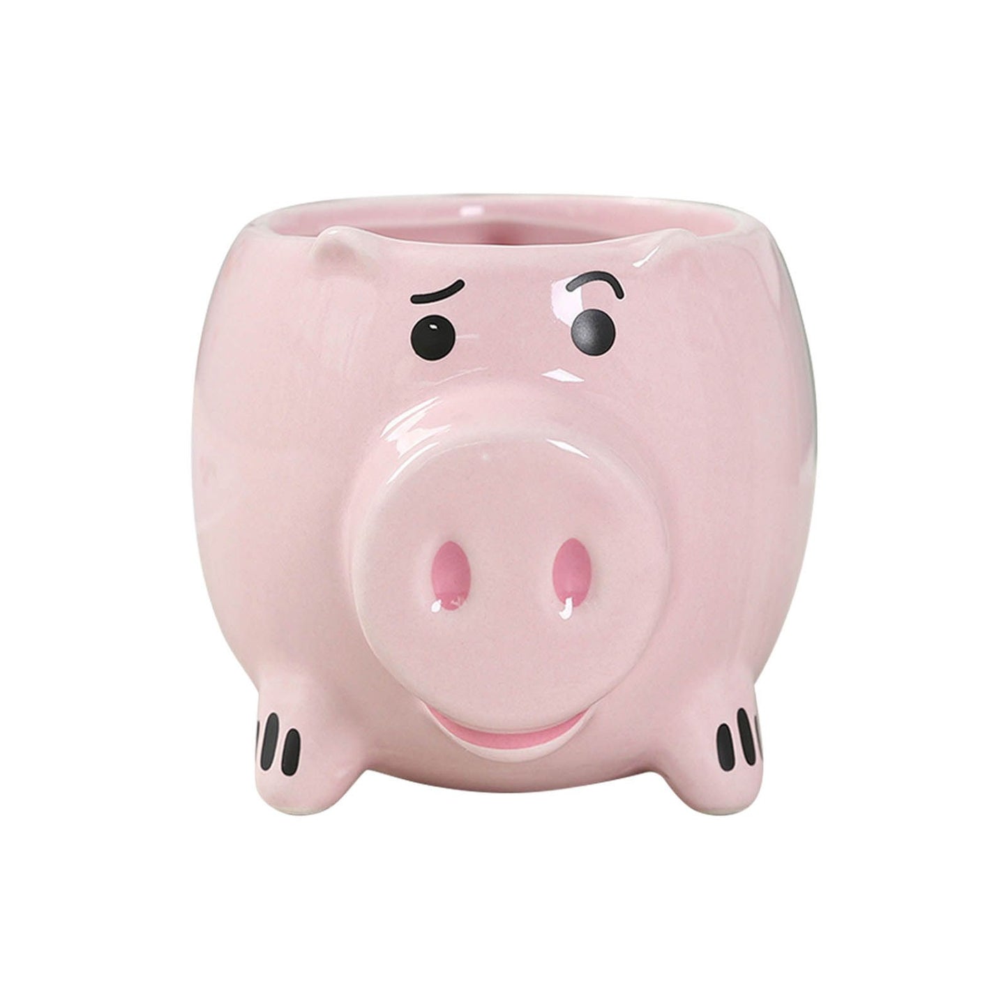 Ceramic Coffee Mug Wide Mouth Piggy Cute Water Cup with Handle for Home Cafe Office Pink V1294-YM0512-3118220308411