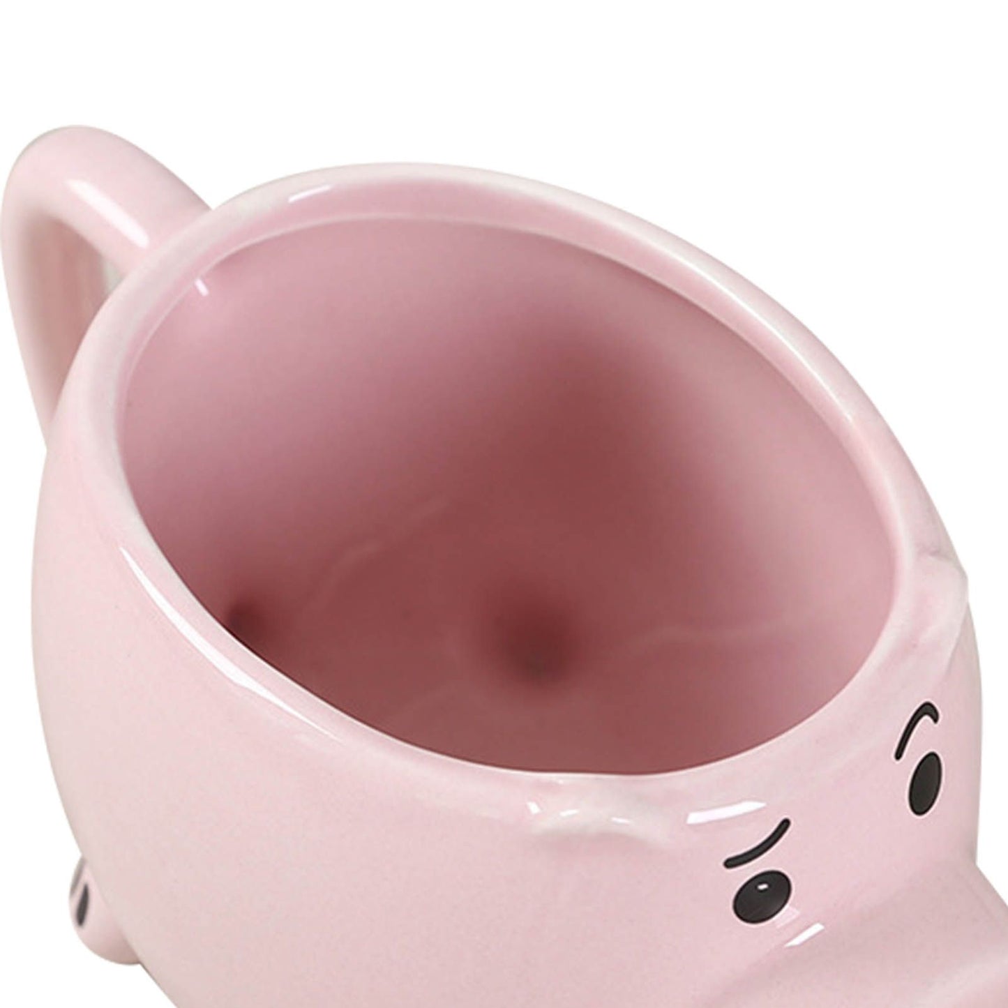 Ceramic Coffee Mug Wide Mouth Piggy Cute Water Cup with Handle for Home Cafe Office Pink V1294-YM0512-3118220308411