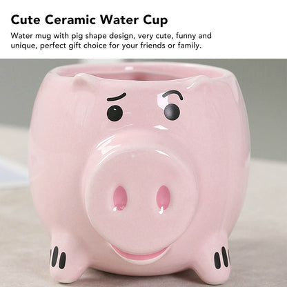 Ceramic Coffee Mug Wide Mouth Piggy Cute Water Cup with Handle for Home Cafe Office Pink V1294-YM0512-3118220308411