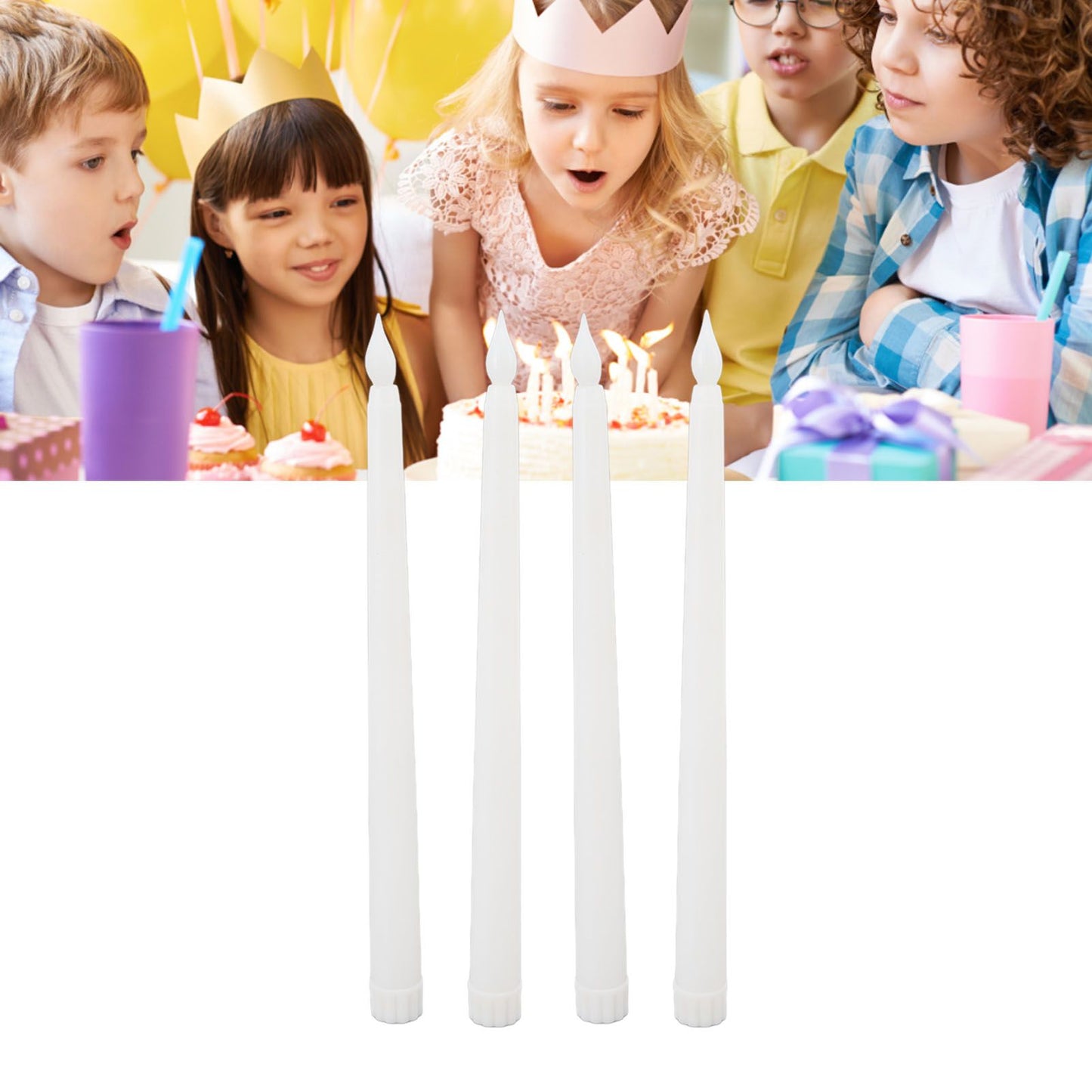 4 Pcs LED Candles Smoke Free Flameless Safe Environmentally Friendly Warm Light Electric LED Taper Candle V1294-YM0512-3119220152711