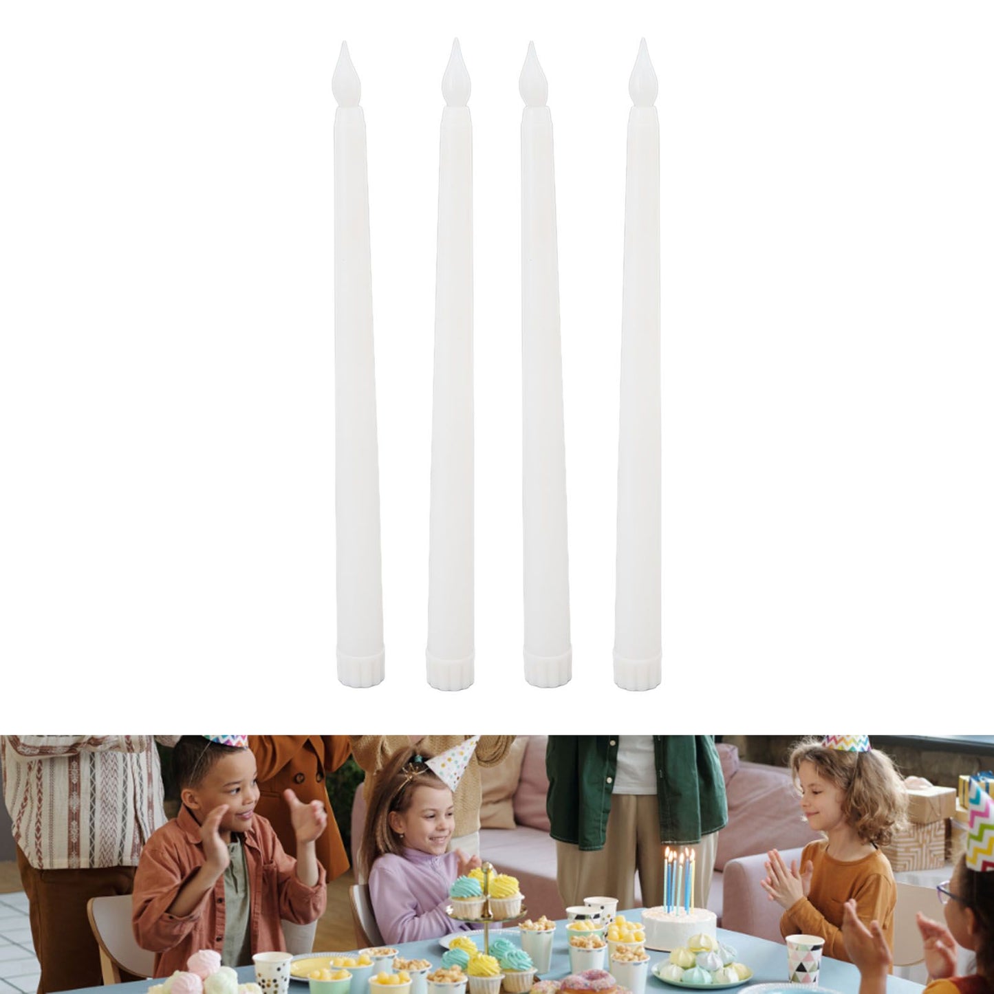 4 Pcs LED Candles Smoke Free Flameless Safe Environmentally Friendly Warm Light Electric LED Taper Candle V1294-YM0512-3119220152711
