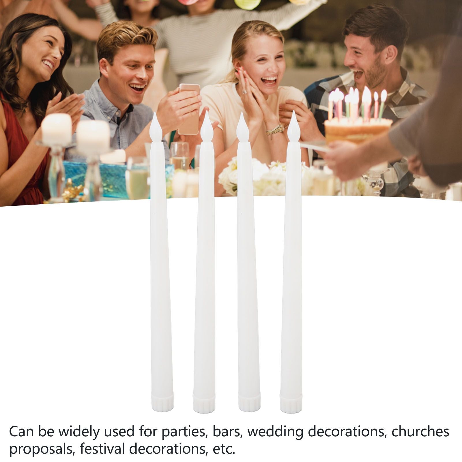 4 Pcs LED Candles Smoke Free Flameless Safe Environmentally Friendly Warm Light Electric LED Taper Candle V1294-YM0512-3119220152711