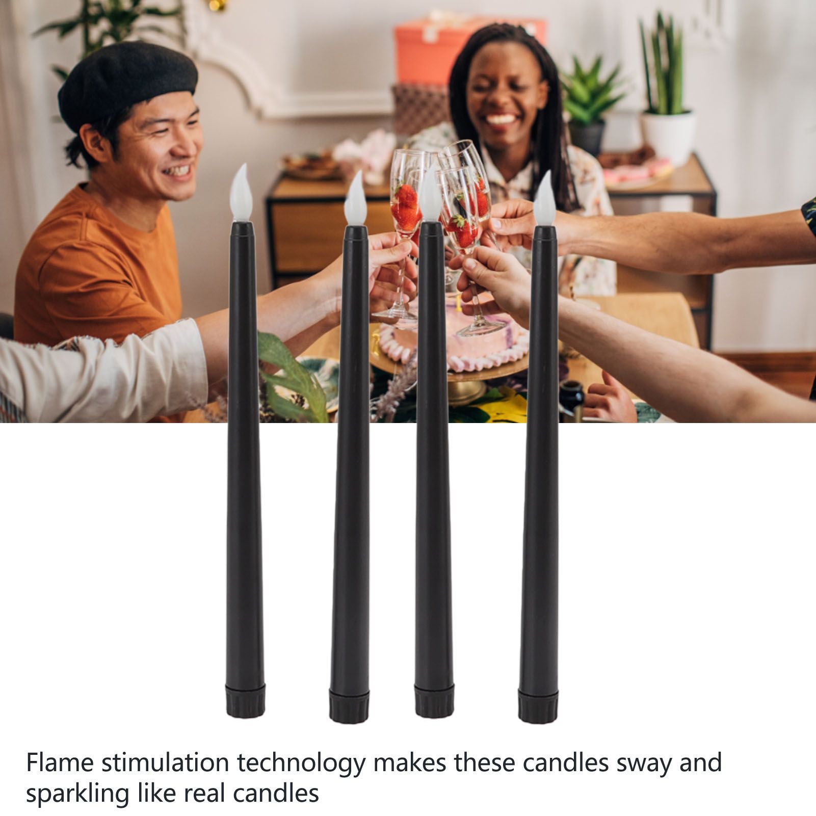 4 Pcs LED Candles Smoke Free Flameless Safe Environmentally Friendly Warm Light Electric LED Taper Candle V1294-YM0512-3119220152712