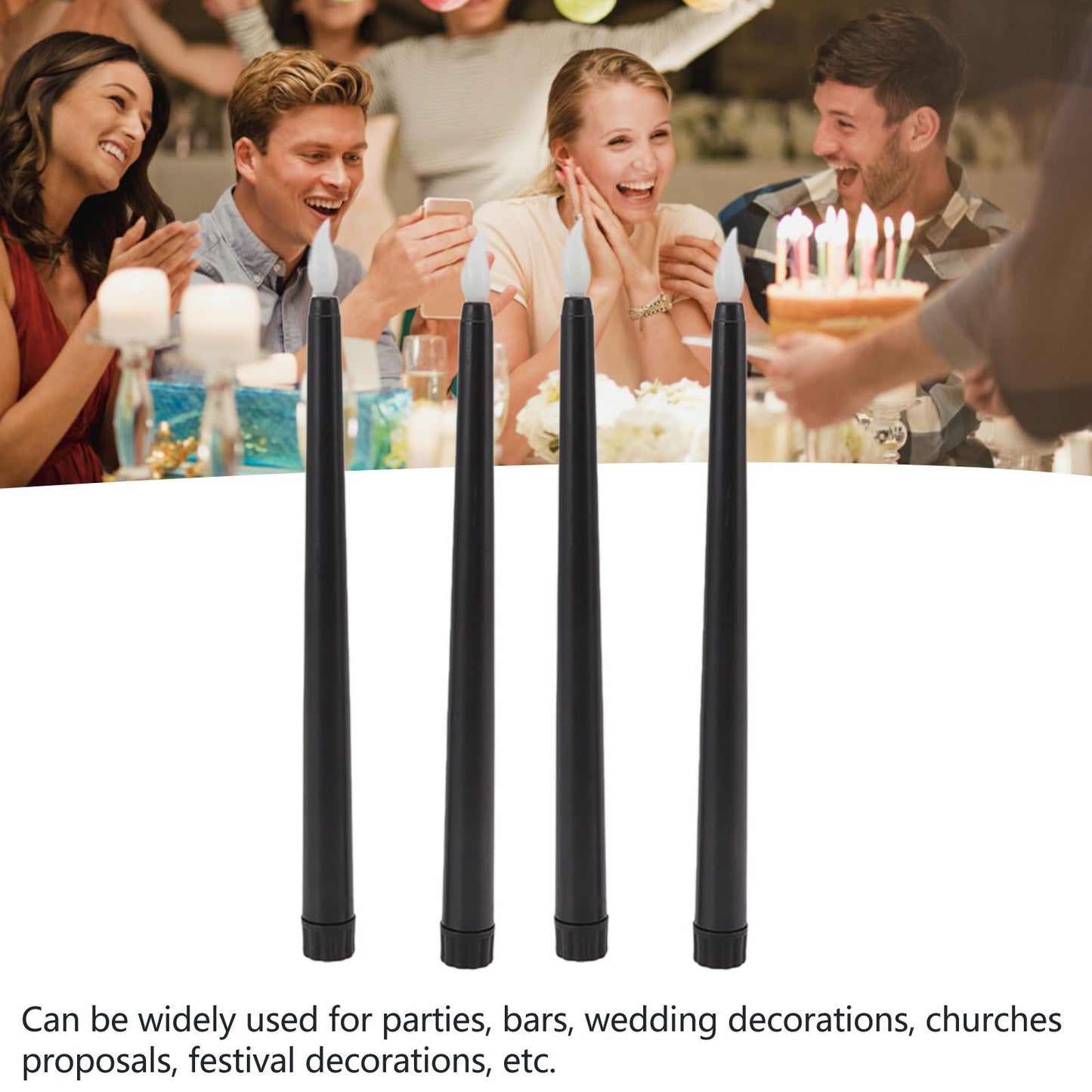 4 Pcs LED Candles Smoke Free Flameless Safe Environmentally Friendly Warm Light Electric LED Taper Candle V1294-YM0512-3119220152712