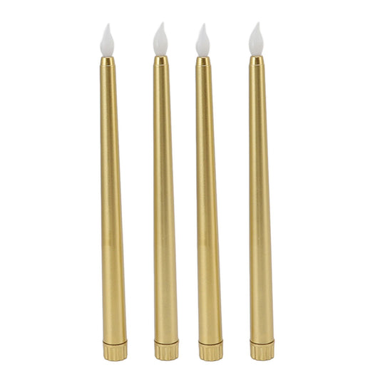 4 Pcs LED Candles Smoke Free Flameless Safe Environmentally Friendly Warm Light Electric LED Taper Candle Gold V1294-YM0512-3119220152713