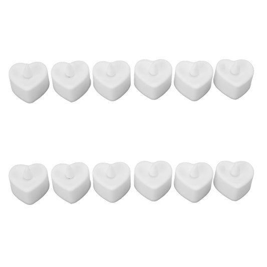 12Pcs LED Tea Lights Heart Shaped Flameless Battery Operated Electronic Fake Candles Wedding Party Decoration V1294-YM0512-3119220153511