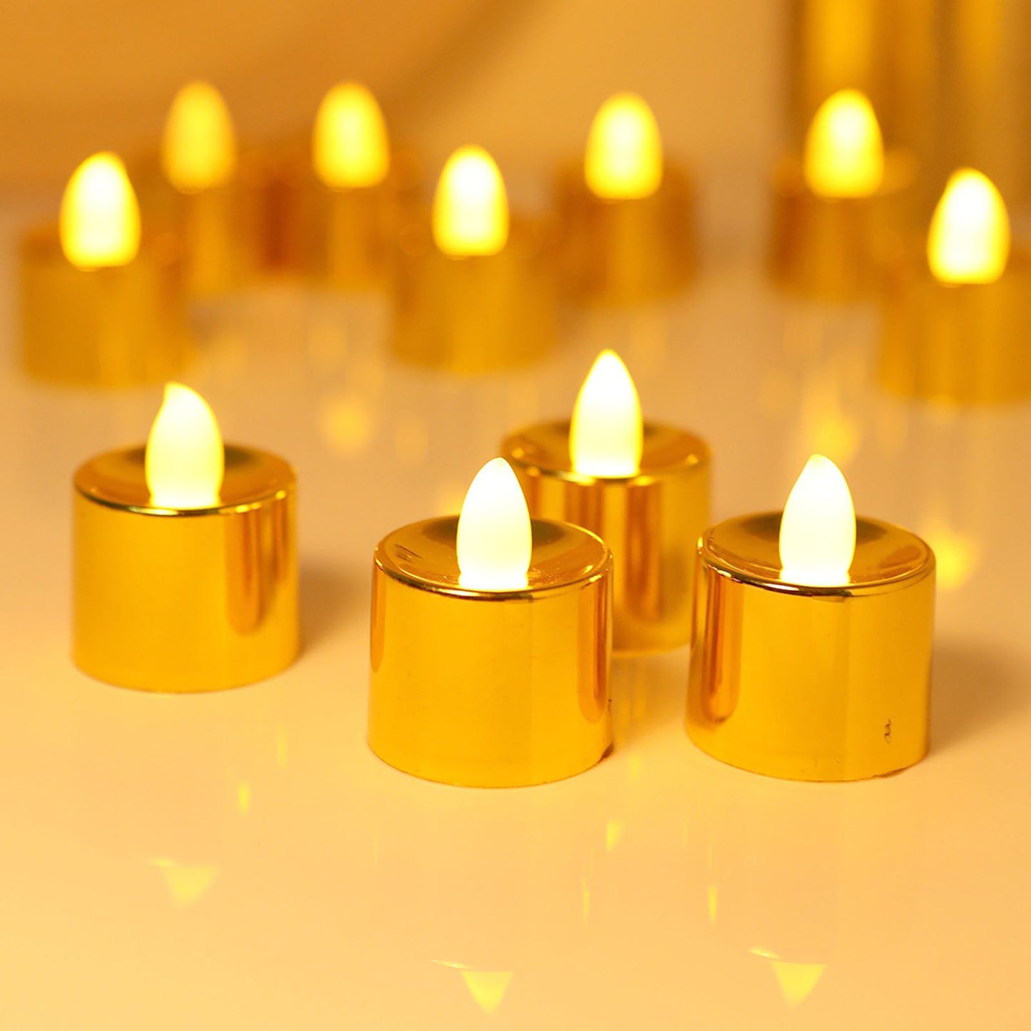 12 Pcs Electrogilding LED Electronic Candle Lamp for Christmas Wedding Birthday Party Home Decor Golden V1294-YM0512-3119220154611