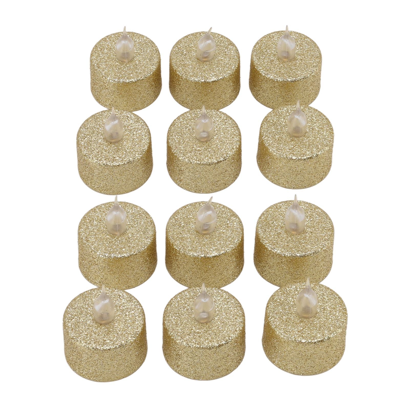 LED Candle Light Flameless Battery Operated Decorative Electronic Tea Light for Christmas Wedding 12pcs Gold V1294-YM0512-3119220155211
