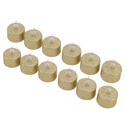 LED Candle Light Flameless Battery Operated Decorative Electronic Tea Light for Christmas Wedding 12pcs Gold V1294-YM0512-3119220155211