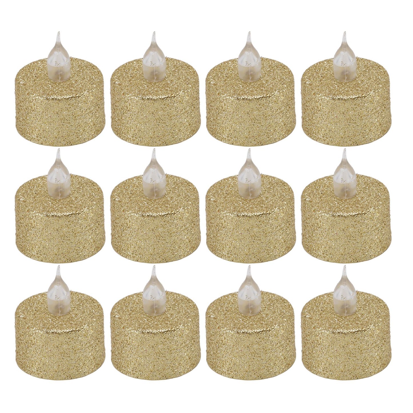 LED Candle Light Flameless Battery Operated Decorative Electronic Tea Light for Christmas Wedding 12pcs Gold V1294-YM0512-3119220155211