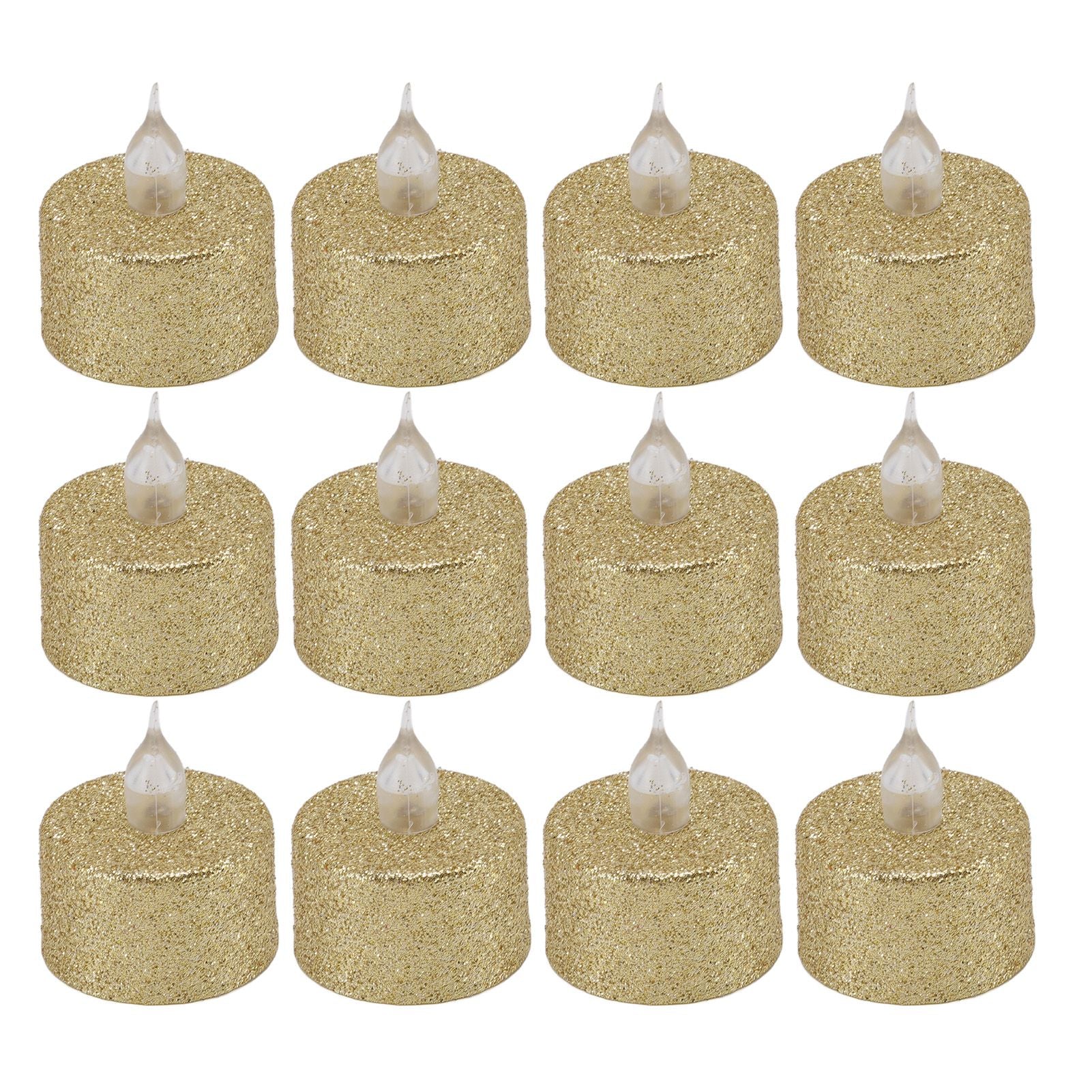 LED Candle Light Flameless Battery Operated Decorative Electronic Tea Light for Christmas Wedding 12pcs Gold V1294-YM0512-3119220155211