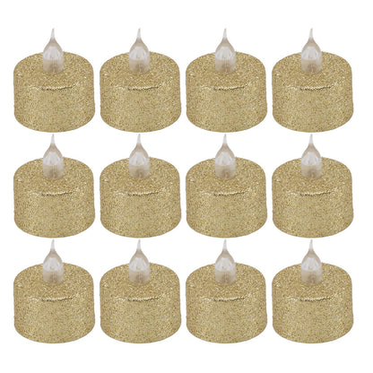 LED Candle Light Flameless Battery Operated Decorative Electronic Tea Light for Christmas Wedding 12pcs Gold V1294-YM0512-3119220155211