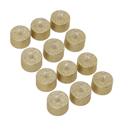 LED Candle Light Flameless Battery Operated Decorative Electronic Tea Light for Christmas Wedding 12pcs Gold V1294-YM0512-3119220155211