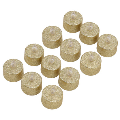LED Candle Light Flameless Battery Operated Decorative Electronic Tea Light for Christmas Wedding 12pcs Gold V1294-YM0512-3119220155211