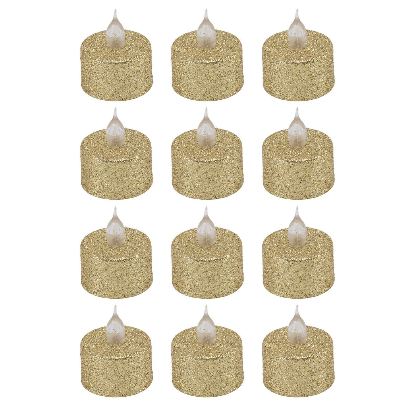 LED Candle Light Flameless Battery Operated Decorative Electronic Tea Light for Christmas Wedding 12pcs Gold V1294-YM0512-3119220155211