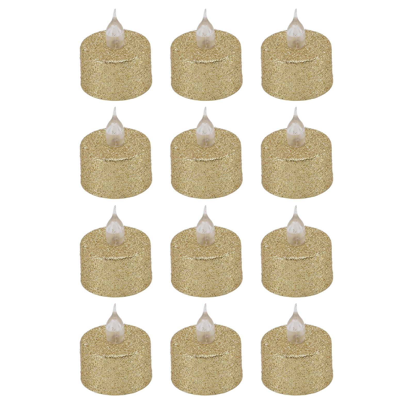 LED Candle Light Flameless Battery Operated Decorative Electronic Tea Light for Christmas Wedding 12pcs Gold V1294-YM0512-3119220155211