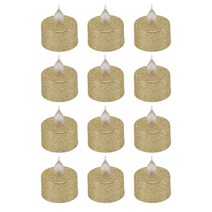 LED Candle Light Flameless Battery Operated Decorative Electronic Tea Light for Christmas Wedding 12pcs Gold V1294-YM0512-3119220155211