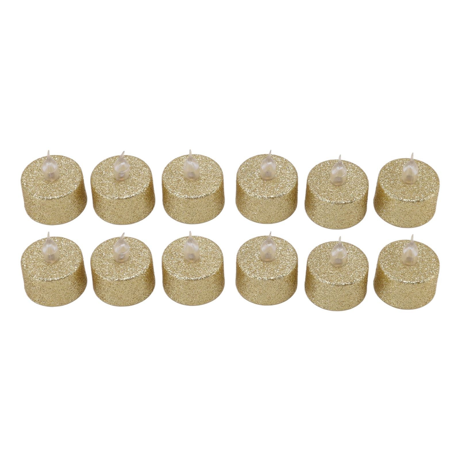 LED Candle Light Flameless Battery Operated Decorative Electronic Tea Light for Christmas Wedding 12pcs Gold V1294-YM0512-3119220155211