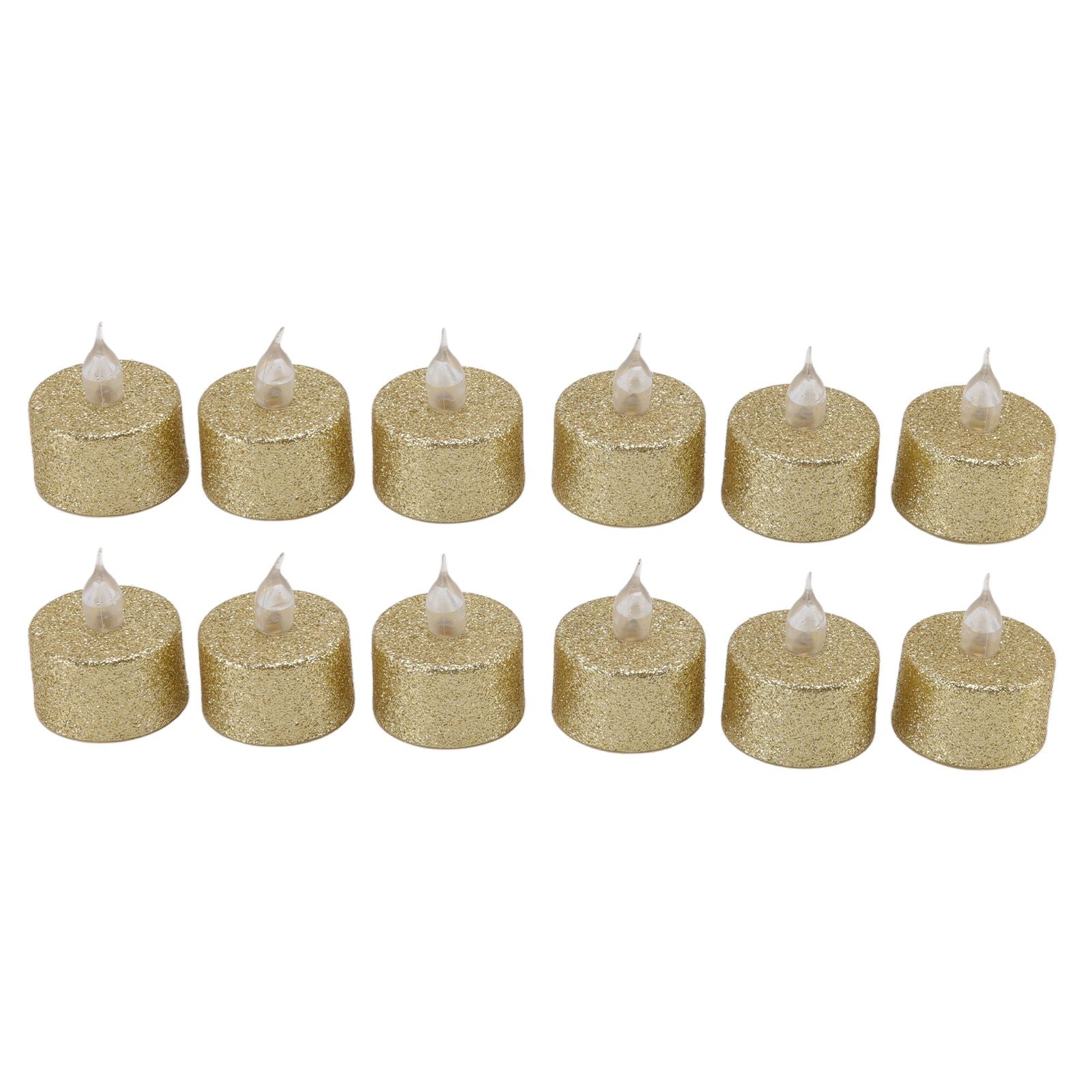 LED Candle Light Flameless Battery Operated Decorative Electronic Tea Light for Christmas Wedding 12pcs Gold V1294-YM0512-3119220155211