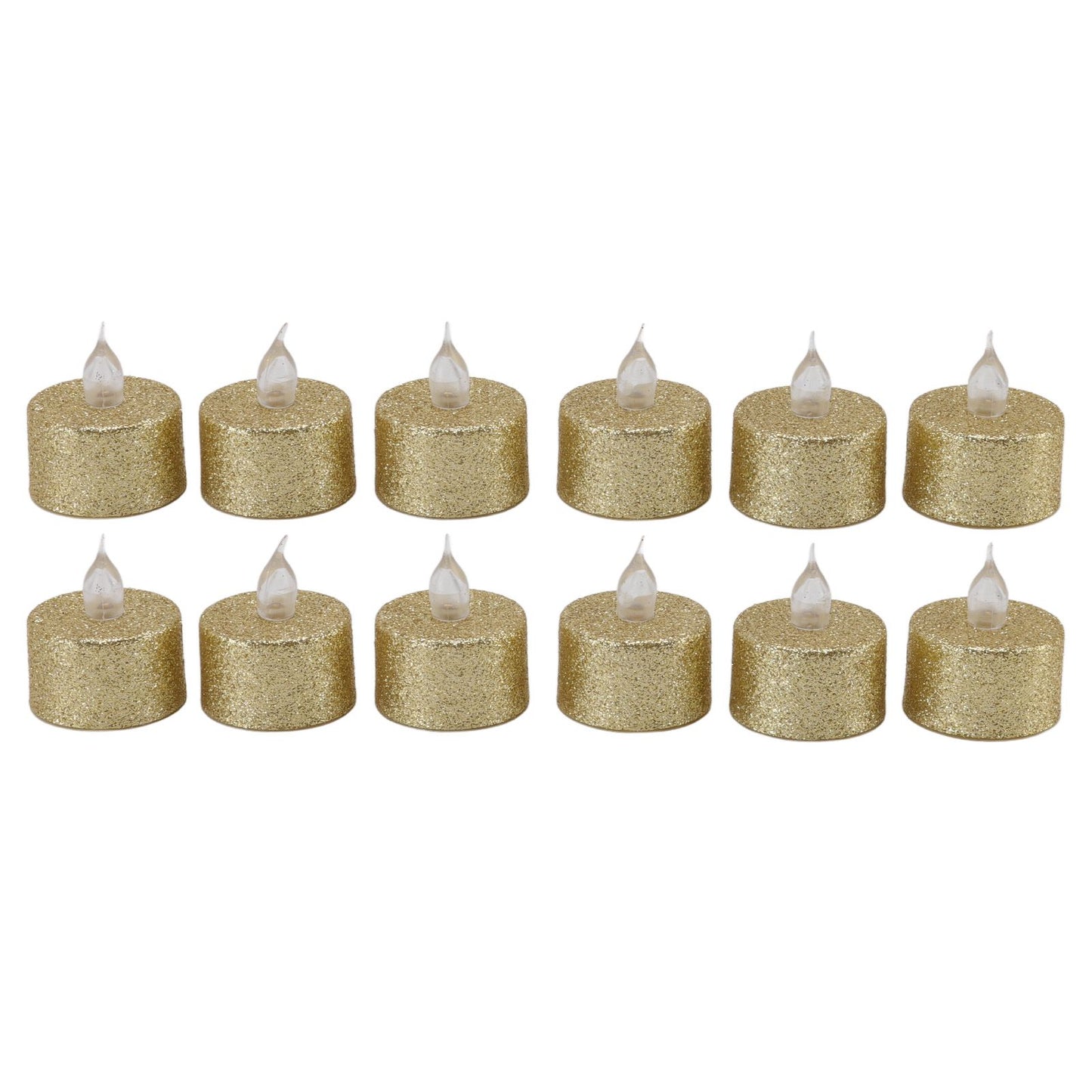 LED Candle Light Flameless Battery Operated Decorative Electronic Tea Light for Christmas Wedding 12pcs Gold V1294-YM0512-3119220155211