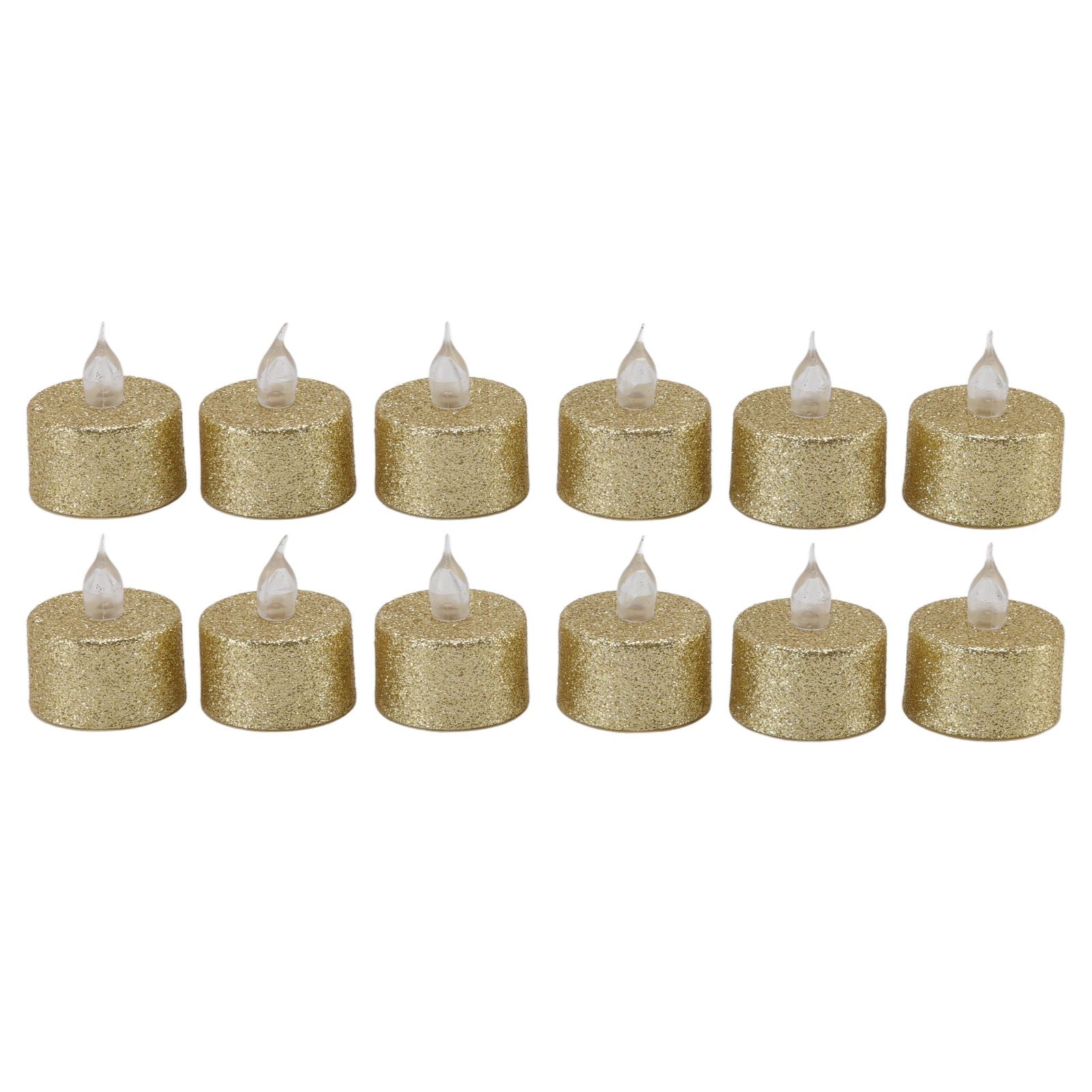 LED Candle Light Flameless Battery Operated Decorative Electronic Tea Light for Christmas Wedding 12pcs Gold V1294-YM0512-3119220155211