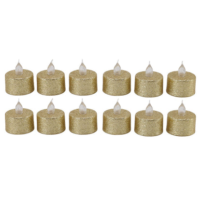 LED Candle Light Flameless Battery Operated Decorative Electronic Tea Light for Christmas Wedding 12pcs Gold V1294-YM0512-3119220155211